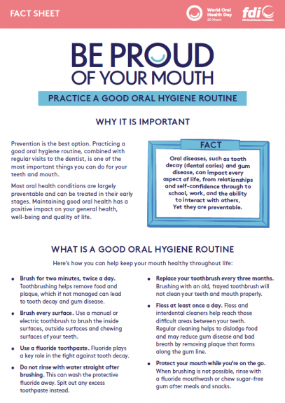 Oral Hygiene Factsheet cover 